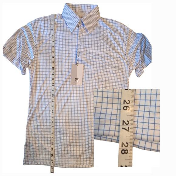 Collars & Co. Original Dress Collar Polo, Thin Blue Check Size Small NWT - Picture 6 of 10